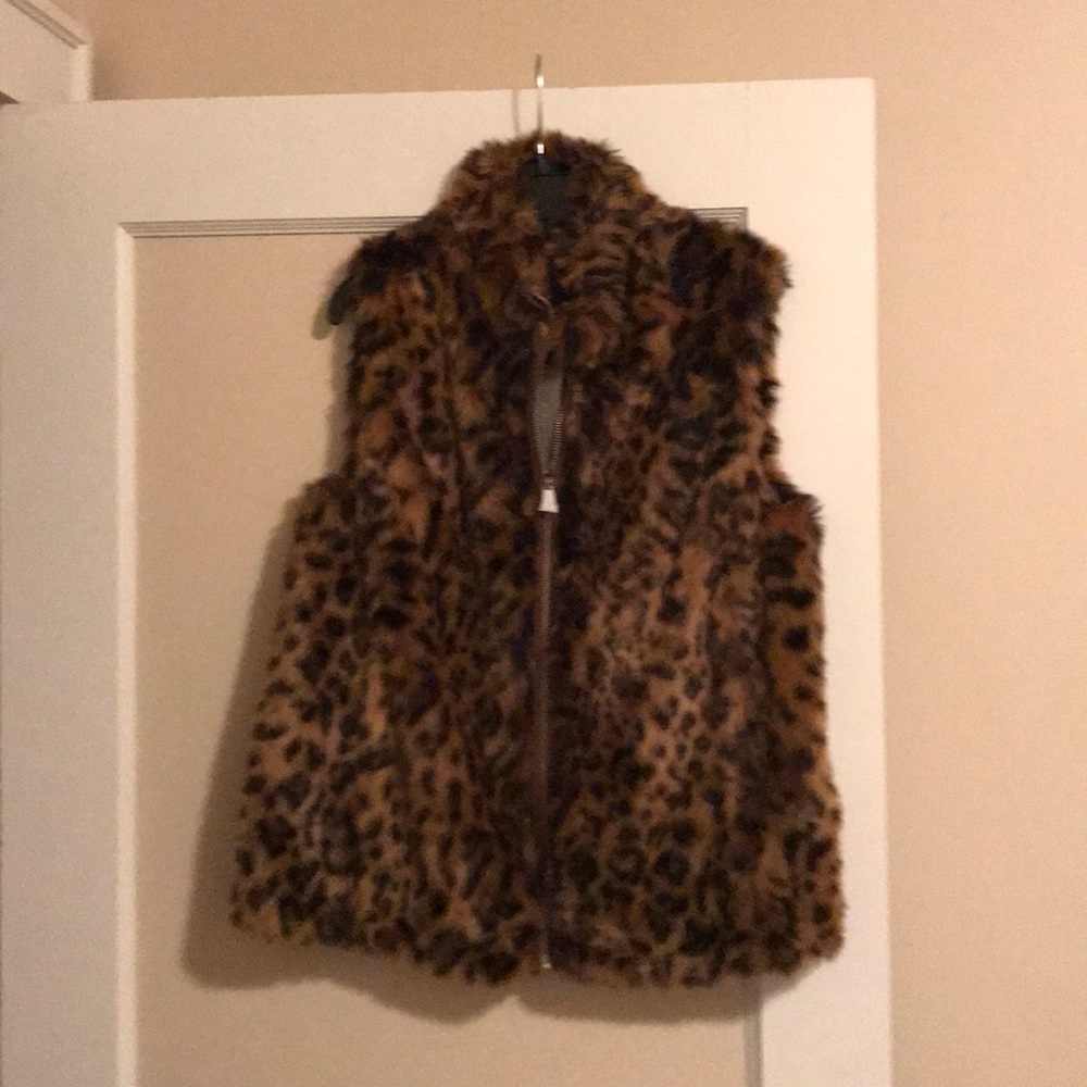 NWT! J. Crew faux fur leopard print vest.